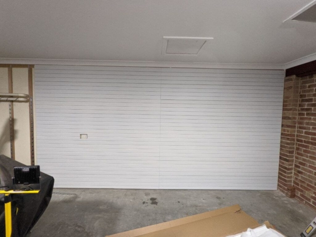 Brite White Garage Storage Slatwalls Running Vertically
