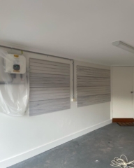 whitewood slatwall brick wall