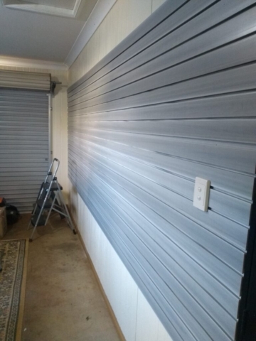 StoreWALL Barnwood Grey Installation over Hardiflex Walls