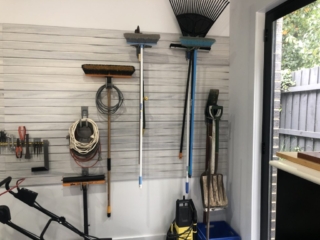 new home garage wall storage design