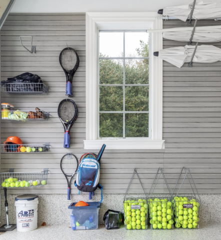Barnwood Grey Wall Panels Tennis Gear Garage Storage