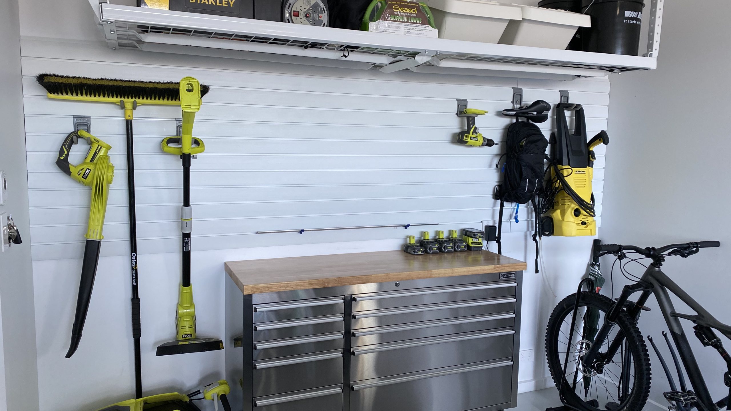 Brite White Wall Panels over Bench