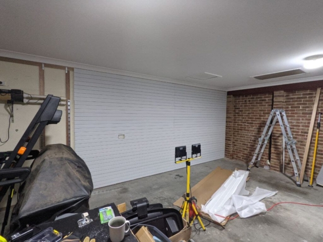 Brite White Garage Storage Slatwalls Running Vertically