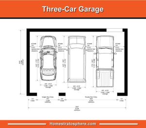 right garage size for 3 cars